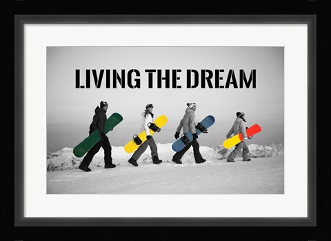 Framed Living The Dream - Pop Of Color Snowboards Print