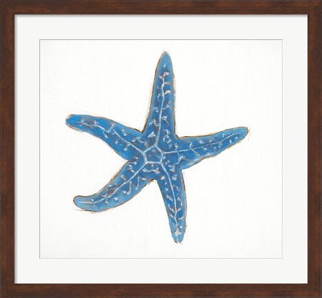 Framed Navy Starfish Print