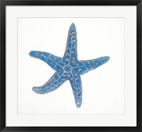 Framed Navy Starfish Print