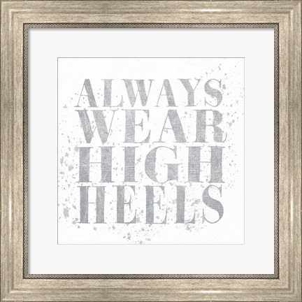 Framed Shoe Fetish Quotes II Light Silver Print