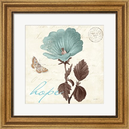 Framed Touch of Blue III Hope Print