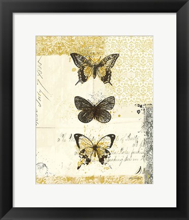 Framed Golden Bees n Butterflies No 2 Print