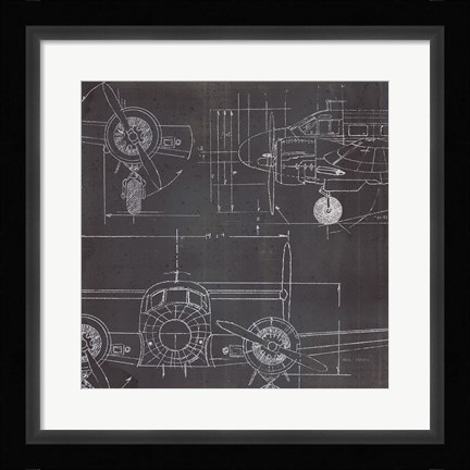 Framed Plane Blueprint III No Words Post Print