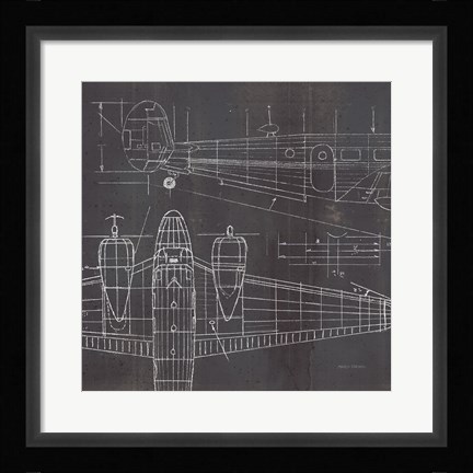 Framed Plane Blueprint II No Words Post Print
