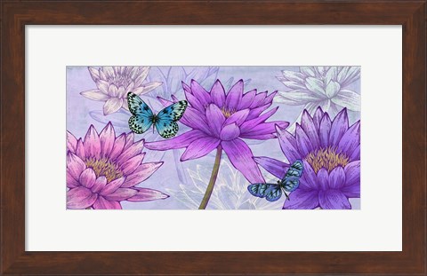 Framed Nympheas and Butterflies Print