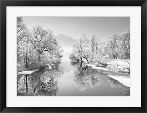 Framed Winter landscape at Loisach, Germany (BW) Print