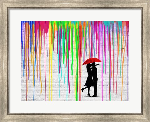 Framed Romance in the Rain Print