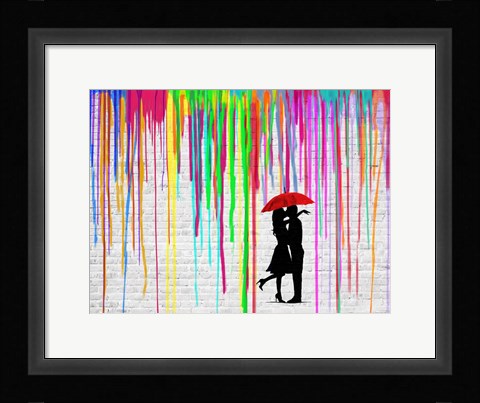 Framed Romance in the Rain Print