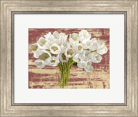 Framed Washed Tulips (Red &amp; Gold) Print