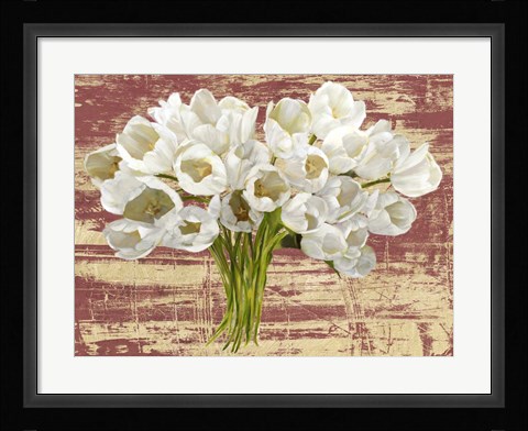 Framed Washed Tulips (Red &amp; Gold) Print