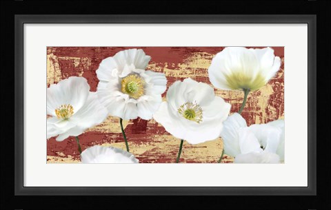 Framed Washed Poppies (Red &amp; Gold) Print