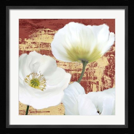 Framed Washed Poppies (Red &amp; Gold) II Print