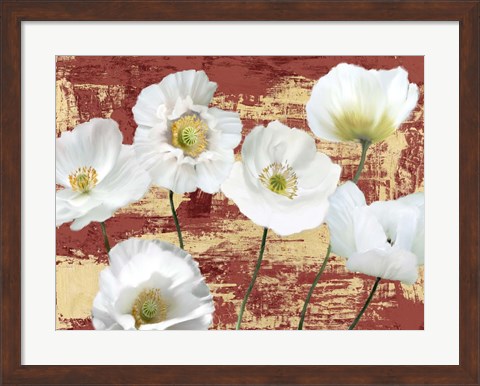 Framed Washed Poppies (Red &amp; Gold) Print