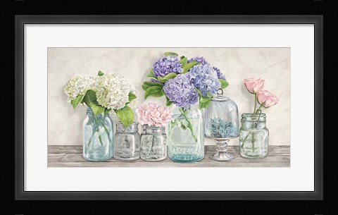 Framed Flowers in Mason Jars Print