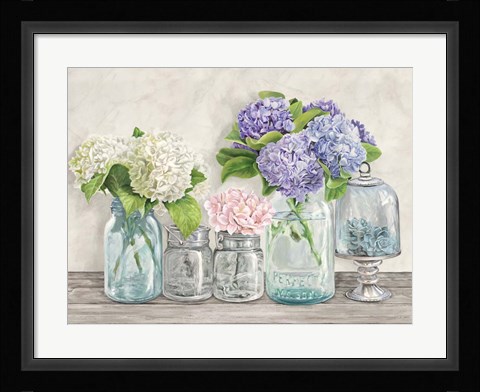 Framed Flowers in Mason Jars (detail) Print