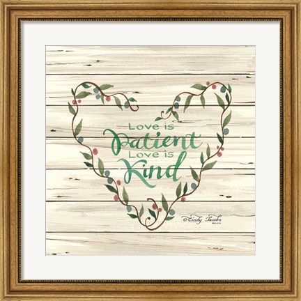 Framed Love is Patient Heart Wreath Print