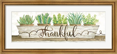 Framed Thankful Succulent Pots Print