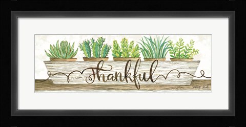 Framed Thankful Succulent Pots Print