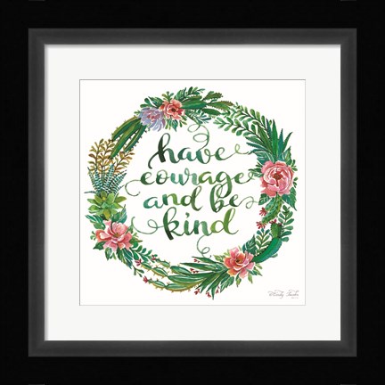 Framed Have Courage Succulent Wreath Print