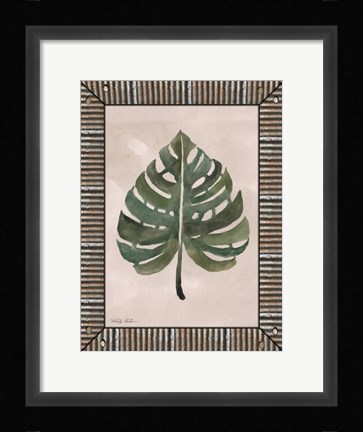 Framed Monstera Leaf Galvanized Print