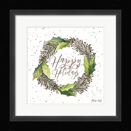 Framed Happy Holidays Wreath Print