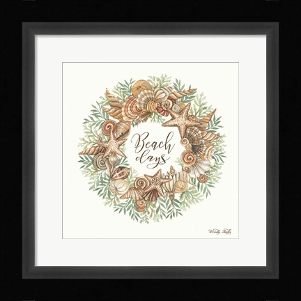 Framed Beach Days Shell Wreath Print