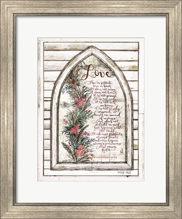 Framed Love is Patient Arch with Flowers Print