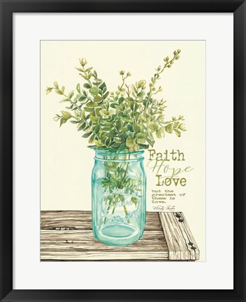 Framed Faith, Hope, Love and Eucalyptus Print