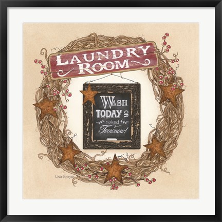 Framed Laundry Room Wreath Print