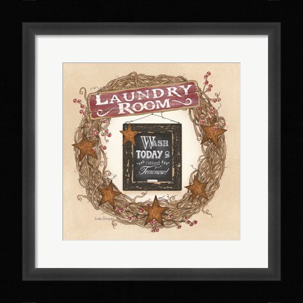 Framed Laundry Room Wreath Print