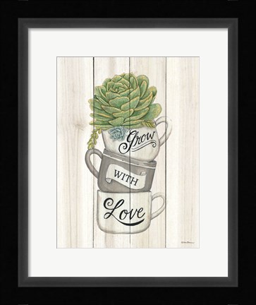 Framed Grow with Love Succulents Print