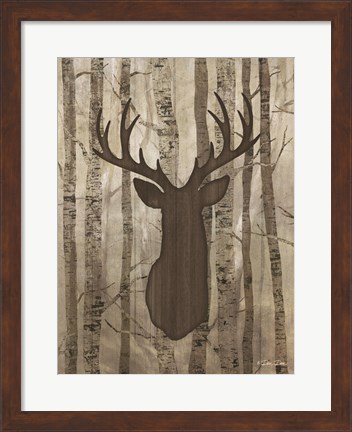 Framed Deer in Trees Print
