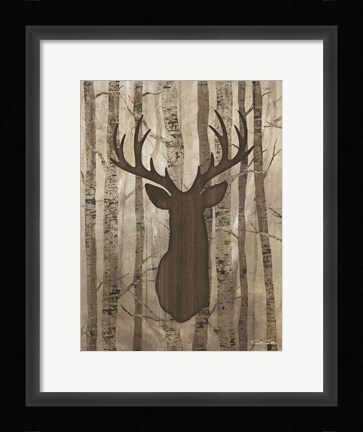 Framed Deer in Trees Print
