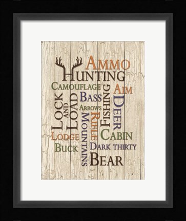 Framed Hunting Words Print