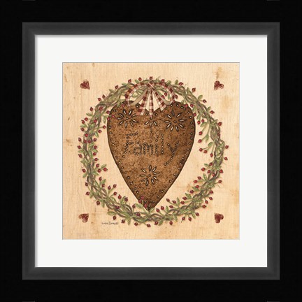 Framed Punched Tin Heart on Wreath Print