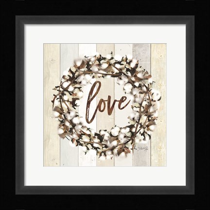 Framed Love Cotton Wreath Print