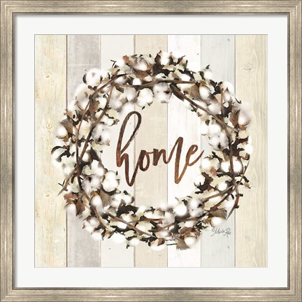 Framed Home Cotton Wreath Print