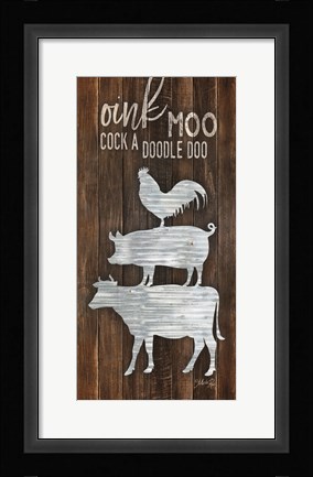 Framed Metal Farm Animal Stack Print