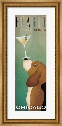 Framed Beagle Martini v2 Print