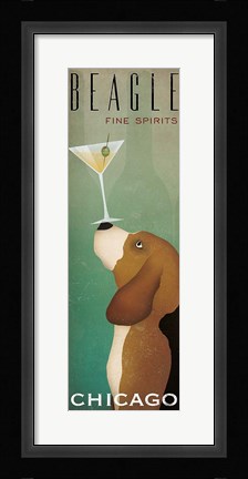 Framed Beagle Martini v2 Print