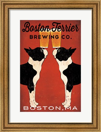 Framed Boston Terrier Brewing Co Boston Print