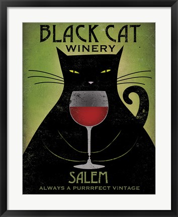 Framed Black Cat Winery Salem Print