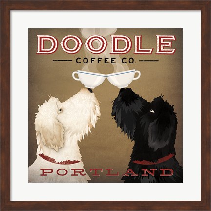 Framed Doodle Coffee Double IV Portland Print