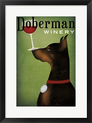 Framed Single Doberman Winery Print