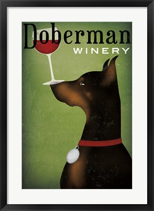 Framed Single Doberman Winery Print