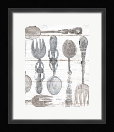 Framed Spoons and Forks III Neutral Print