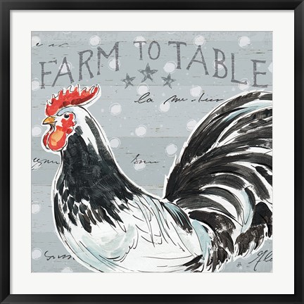 Framed Roosters Call III Print