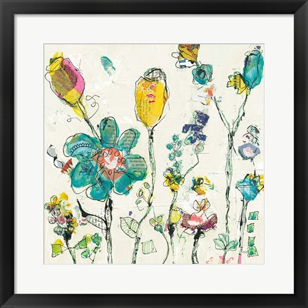 Framed Doodle Garden Cream Print