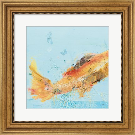 Framed Fish in the Sea I Aqua Print