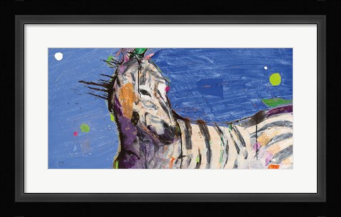 Framed Zebra Blue Print